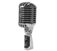Vintage Microphone, Retro Old School Vocal Mic, Professional Classic Dynamic Wired Cardioid for Live Performance Karaoke Studio Recording Singing Stage, Fashioned Prop, XLR Cable Compatible, Silver
