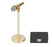 Vintage Microphone with Stand, Mini Replica Model Mini Musical Instrument Decoration Mini Instruments with Wooden Music Box Musical Instrument Model, Music Lover Gifts