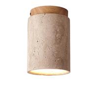 Vintage Mid Century Marble Ceiling Light Fixture - Rustic Farmhouse Close to Ceiling Lamp for Entryway, Porch, Balcony, and Lounge - Natural Stone Design Wood