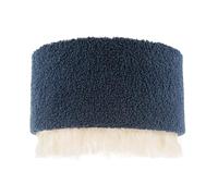 Vintage Midnight Blue Wool Lamp Shade with Ivory White Hanging Fabric Tassels | for Table or Ceiling Pendant | 21cm x 30cm by Happy Homewares