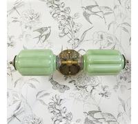 Vintage Milk Glass Bathroom Vanity Light - 2-Light Wall Sconce with Brass Finish Base & Green Glass Shade - Wall Sconce Lighting for Mirror, Kitchen, Living Room, Gallery (Bulbs Included) (Green)