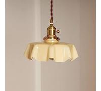 Vintage Milk Glass Pendant Light Large White Hanging Kitchen Island Lamp Mid Century Antique Brass Ceiling Chandelier Nordic Gold Single Lighting for Bedroom Dining Room Foyer