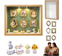 Vintage Mini Picture Frames, DIY Mini Museum Silhouette Box, Resin Small Gold Frames Antique Frame Small Picture Frame Oval Rectangle, for Anniversary, Wedding, Party Halloween Decor (Khaki-B)