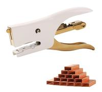 Vintage Mini Stapler - 12 Sheet Capacity Small Hand Held Plier Stapler with 3000PCS No. 10 Staples for Office, School, Crafting, Sealing Kraft Takeout Bags (White, Mini)