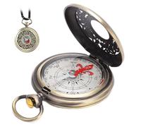 Vintage Mini Waterproof Compass with Copper Shell, Child Gift Brass Clamshell Compass for Camping, Orienteering, Hiking, Marching and Collection