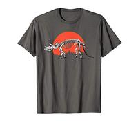 Vintage Minimalist Triceratops Fossil Skeleton Dinosaur Sun T-Shirt