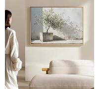 Vintage Minimalist Wall Art Olive Tree in Vase Canvas Painting Poster Prints Still Life Botanical Antique Home Room Decor 80x120cm frame