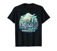 Vintage Minneapolis Minnesota Sunset Skyline Cityscape Retro Value Graphic T-Shirt