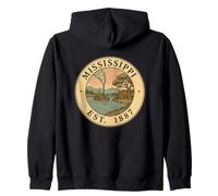 Vintage Mississippi Steamboat Illustration Established 1887 Zip Hoodie