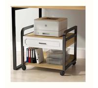 Vintage Mobile Printer Stand with Drawers, 2-Tier Shelf for Home & Office Under Desk Organization