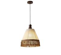 Vintage Modern Pendant Light with Cream Cotton Tassel & Cone Shade, Adjustable Chaner for Dining Room, Living Room, Bedroom, Nursery, Entryway Decor