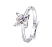 Vintage Moissanite Band Rings for Women, Womens Fashion Rings Princess Square 18.1K White Gold with Moissanite Size P 1/2