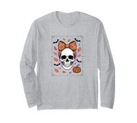 Vintage Mom Skull with Bow Halloween Spooky Vibes Long Sleeve T-Shirt