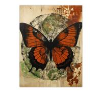 Vintage Monarch Butterfly Botanical Earthy Grunge Aesthetic Extra Large XL Wall Art Poster Print Artery8 Multi W24 inch x H32 inch
