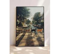 Vintage Monastery Road Cat Spoof Poster Canvas Print Cat Wall Art Poster, Interesting Bedroom Living Room Wall Decoration(20x30cm/Frameless)