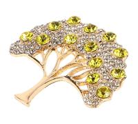 Vintage Money Tree Brooch Pin for Women Golden Zinc Alloy