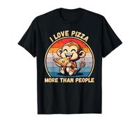 Vintage Monkey I Love Pizza More Than People Pizza Lover T-Shirt