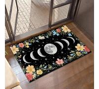 Vintage Moon Phase Welcome Mat,Rustic Flowers Indoor Rugs for Entryway,Anti-Slip Low Profile Doormats Porch Mats for Front Door Stairway Rug Living Room Floor Mat 30 x 17 Inch
