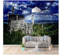 Vintage Moonlight Castle Architecture Forest 3D Wallpaper Textured Silk Easy Install Living Room Sofa Bedroom Dining Room Home Decoration Wall-400cm×280cm