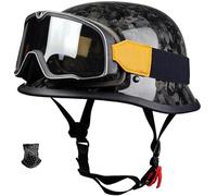 Vintage Moped Helmet Men Women Half Shell Helmet Crash Half Helmet Scooter Half Helmet DOT/ECE Approved Open Face Motorbike Helmet with Goggles for Scooter Bike Cruiser Motorcycle 4,XXL(63-64CM)