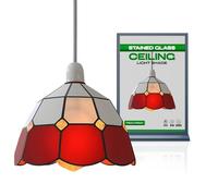 Vintage Mosaic Glass Pendant Light Shade Multi Color Flat Tempered Sphere Ceiling Hanging Lamp Fixture for Home, Bedroom, Café, Restaurant Decor Lighting (Style 7)