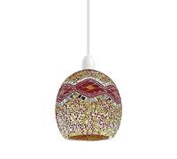 LEDSone Retro Mosaic Glass Lamp Shade Multi Color Tapered Ceiling Light Shade Pendant Lights, Home Décor Replacement Hanging Lighting 19cm Shade
