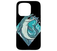 Vintage Mosasaurus Eating Shark Prehistoric Sea Monster Grap Case for iPhone 15 Pro