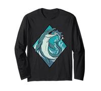 Vintage Mosasaurus Eating Shark Prehistoric Sea Monster GRAP Long Sleeve T-Shirt