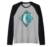 Vintage Mosasaurus Eating Shark Prehistoric Sea Monster GRAP Raglan Baseball Tee