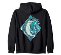 Vintage Mosasaurus Eating Shark Prehistoric Sea Monster Grap Zip Hoodie
