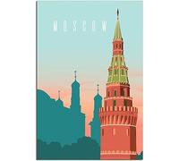 Vintage Moscow Russia Kremlin Skyline Travel Poster Art Print Retro Wall Art Canvas Poster Room Decor Home Decor Unframed 60x90cm