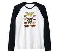 Vintage Moths and Butterflies Entomology Nature Art Raglan Baseball Tee