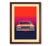 Vintage Motor Pop Retro Framed Wall Art Print A1 (84.1×59.4cm) Walnut, Wall Decor for Living Room, Bedroom, Office & Home, Ready to Hang, Art Gift