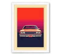 Vintage Motor Pop Retro Framed Wall Art Print A4 (29.7×21cm) White, Wall Decor for Living Room, Bedroom, Office & Home, Ready to Hang, Art Gift