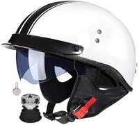 Vintage Motorbike Open Face Helmet, German Style Motorcycle Jet Helmet with Sun Visor, ECE/DOT Approved Crash Jet Helmet for Men Women Road Legal, Retro Design 4,XL
