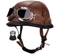 Vintage Motorcycle Half Helmet DOT/ECE Approved German Style Retro Street Open Face Helmets Moped Jet Scooter Half Shell Helmet Adult Men Women Quick Release Buckle Helmets 1,M