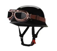 Vintage Motorcycle Half Helmet German Style Motorbike Half Helmet with Goggles Approved DOTECE Retro Open Face Helmet Lightweight Scooter Half Helmet for Adults Men Women B,L:69-60CM