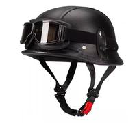 Vintage Motorcycle Half Helmet German Style Motorbike Half Helmet with Goggles Approved DOTECE Retro Open Face Helmet Lightweight Scooter Half Helmet for Adults Men Women P,L:69-60CM