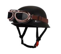 Vintage Motorcycle Half Helmet German Style Motorbike Half Helmet with Goggles Approved DOTECE Retro Open Face Helmet Lightweight Scooter Half Helmet for Adults Men Women G,L:69-60CM