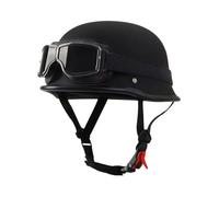 Vintage Motorcycle Half Helmet German Style Motorbike Half Helmet with Goggles Approved DOTECE Retro Open Face Helmet Lightweight Scooter Half Helmet for Adults Men Women L,L:69-60CM