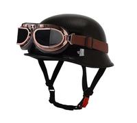 Vintage Motorcycle Half Helmet German Style Motorbike Half Helmet with Goggles Approved DOTECE Retro Open Face Helmet Lightweight Scooter Half Helmet for Adults Men Women F,L:69-60CM