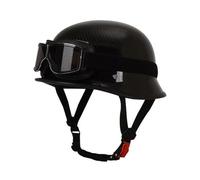 Vintage Motorcycle Half Helmet German Style Motorbike Half Helmet with Goggles Approved DOTECE Retro Open Face Helmet Lightweight Scooter Half Helmet for Adults Men Women Q,L:69-60CM