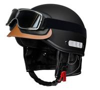 Vintage Motorcycle Half Helmet German Style Motorbike Half Helmets with Goggles DOTECE Approved Retro Open-Face Helmets for Men Women Adult Quatre Saisons Scooter Helmet G,58-62CM