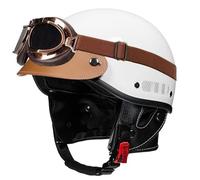 Vintage Motorcycle Half Helmet German Style Motorbike Half Helmets with Goggles DOTECE Approved Retro Open-Face Helmets for Men Women Adult Quatre Saisons Scooter Helmet H,58-62CM
