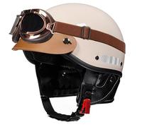 Vintage Motorcycle Half Helmet German Style Motorbike Half Helmets with Goggles DOTECE Approved Retro Open-Face Helmets for Men Women Adult Quatre Saisons Scooter Helmet D,58-62CM