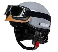 Vintage Motorcycle Half Helmet German Style Motorbike Half Helmets with Goggles DOTECE Approved Retro Open-Face Helmets for Men Women Adult Quatre Saisons Scooter Helmet C,58-62CM