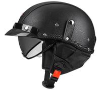 Vintage Motorcycle Half Helmet,Open-Face Motorbike Helmets Men Women Half Shell Helmet DOT/ECE Approved Vintage Crash Half Helmet for Motorbike Scooter Bicycle Cycling 1,L(59-60CM)