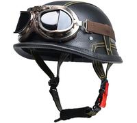 Vintage Motorcycle Half Helmet Open Face Motorbike Helmets with Brim DOT/ECE Approved Half Shell Cap with Detachable Lining Chopper Moped Scooter Helmet for Adults Men Women 7,L