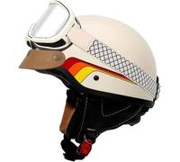 Vintage Motorcycle Half Helmet Open Face Motorbike Helmets with Brim DOT/ECE Approved Half Shell Cap Cruiser Chopper Moped Scooter Helmet for Adults Men Women 2,XL