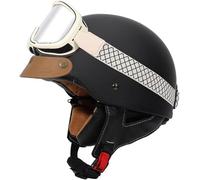 Vintage Motorcycle Half Helmet Open Face Motorbike Helmets with Brim DOT/ECE Approved Half Shell Cap Cruiser Chopper Moped Scooter Helmet for Adults Men Women 3,4XL